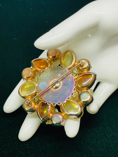 1960’s AB Rhinestone Round Brooch